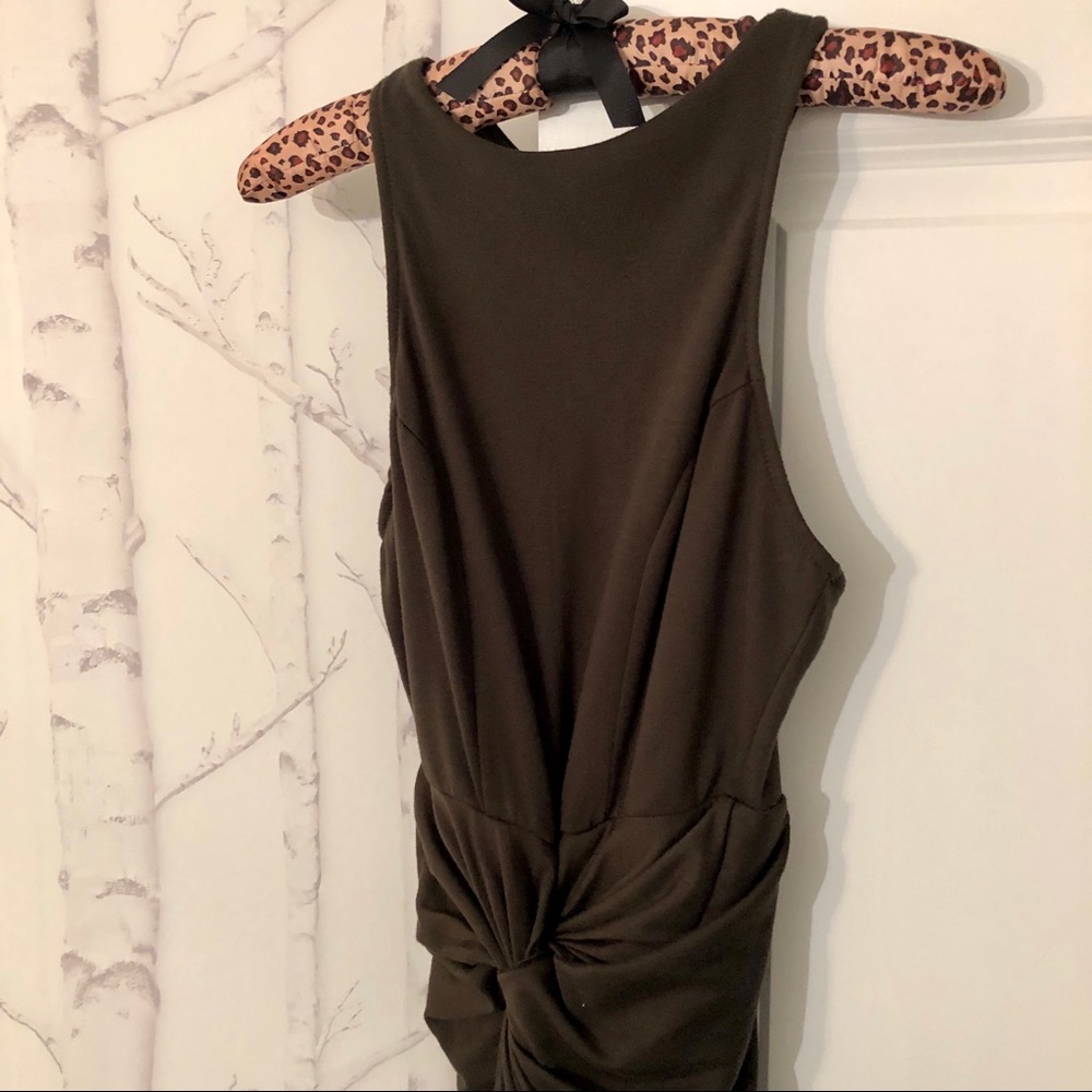 Olive Green High-Low Knotted Dress